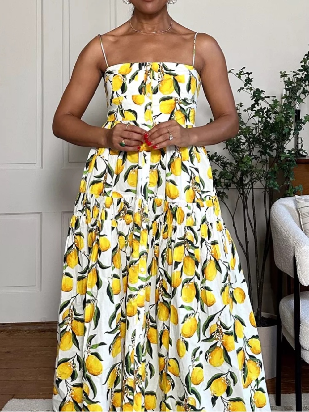 J. Crew Limoncello Lemon Print Tiered A-Line Dress Midi Sundress US 8 - Picture 3 of 9